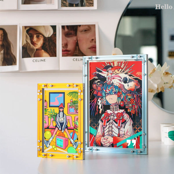 CyberFrame – Turbo Yellow | Acrylic + Aluminum Modern Picture Frame