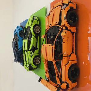 LEGO® Technic acrylic wall display videos in an interior design setting