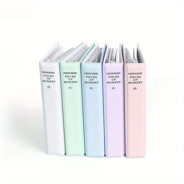 Five pastel-colored binders with 'Pieces of Moment' text on a white background